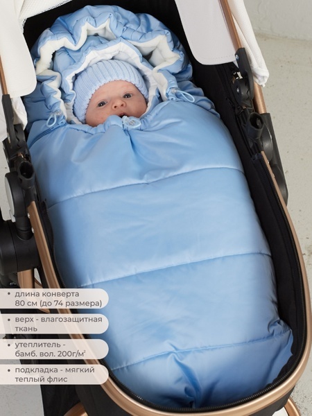 Конверт-одеяло для новорожденных на выписку с плюшем и уголком зима 78Нет в наличии